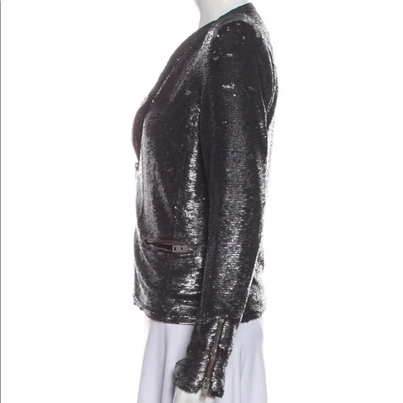 IRO Longina Sequin Jacket Charcoal Size 1 Small - Picture 7 of 16